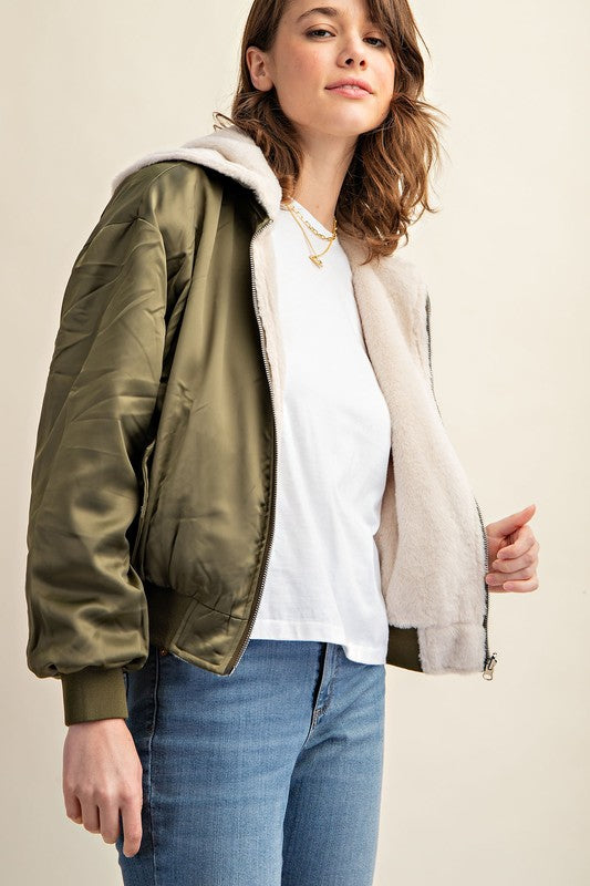 Women Reversible All-Weather Fur-Lined Bomber Jacket | Zarnesh