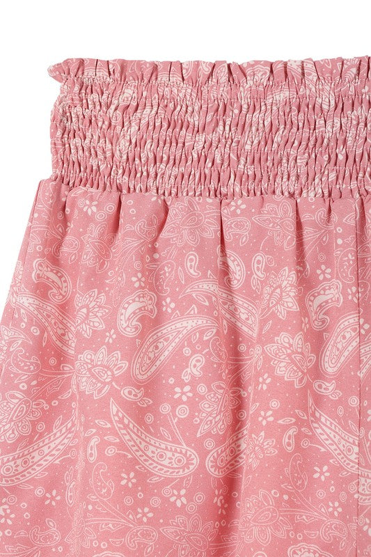 Women's Summer Stylish Paisley shirred waist casual shorts | Zarnesh