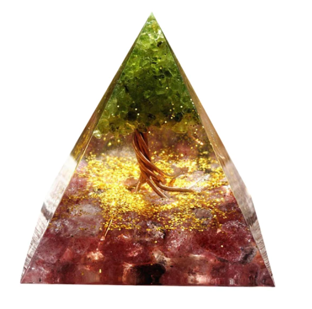 Pyramid Decoration with Natural Crystal Gravel Energy Tower Harmony in Design | Zarnesh