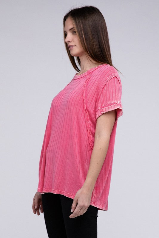 Women Ribbed Raglan Dolman Sleeve Boat-Neck Top | Zarnesh