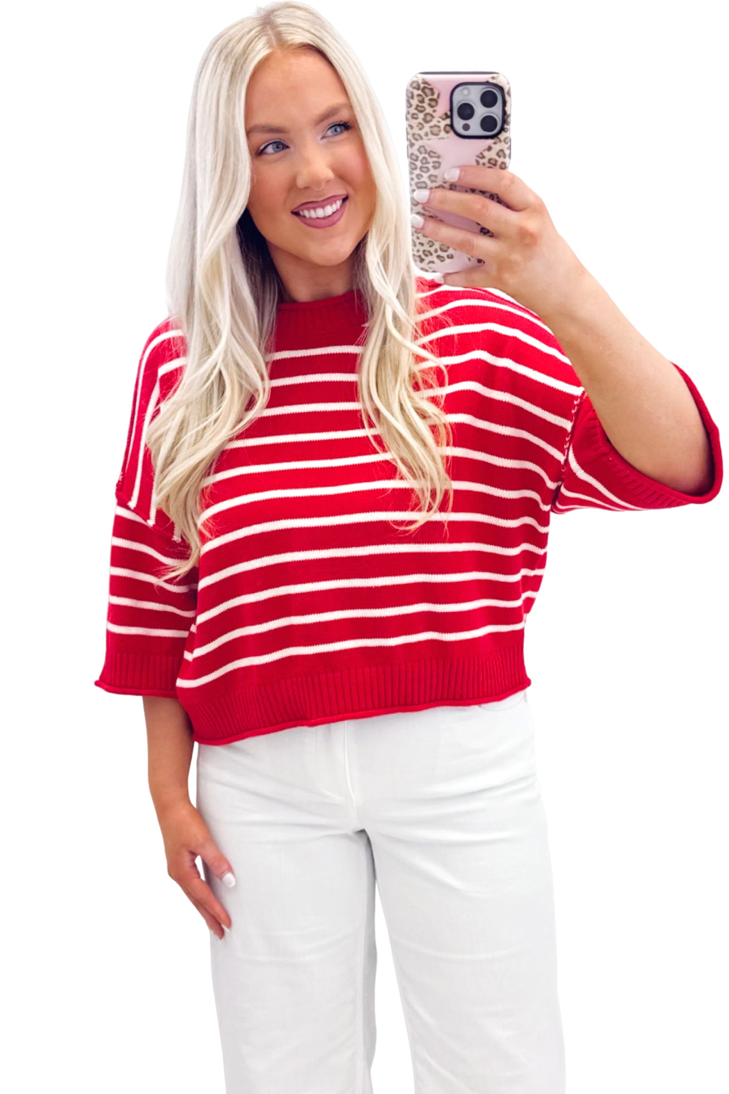 Striped Half Sleeve Drop Shoulder Sweater | Zarnesh