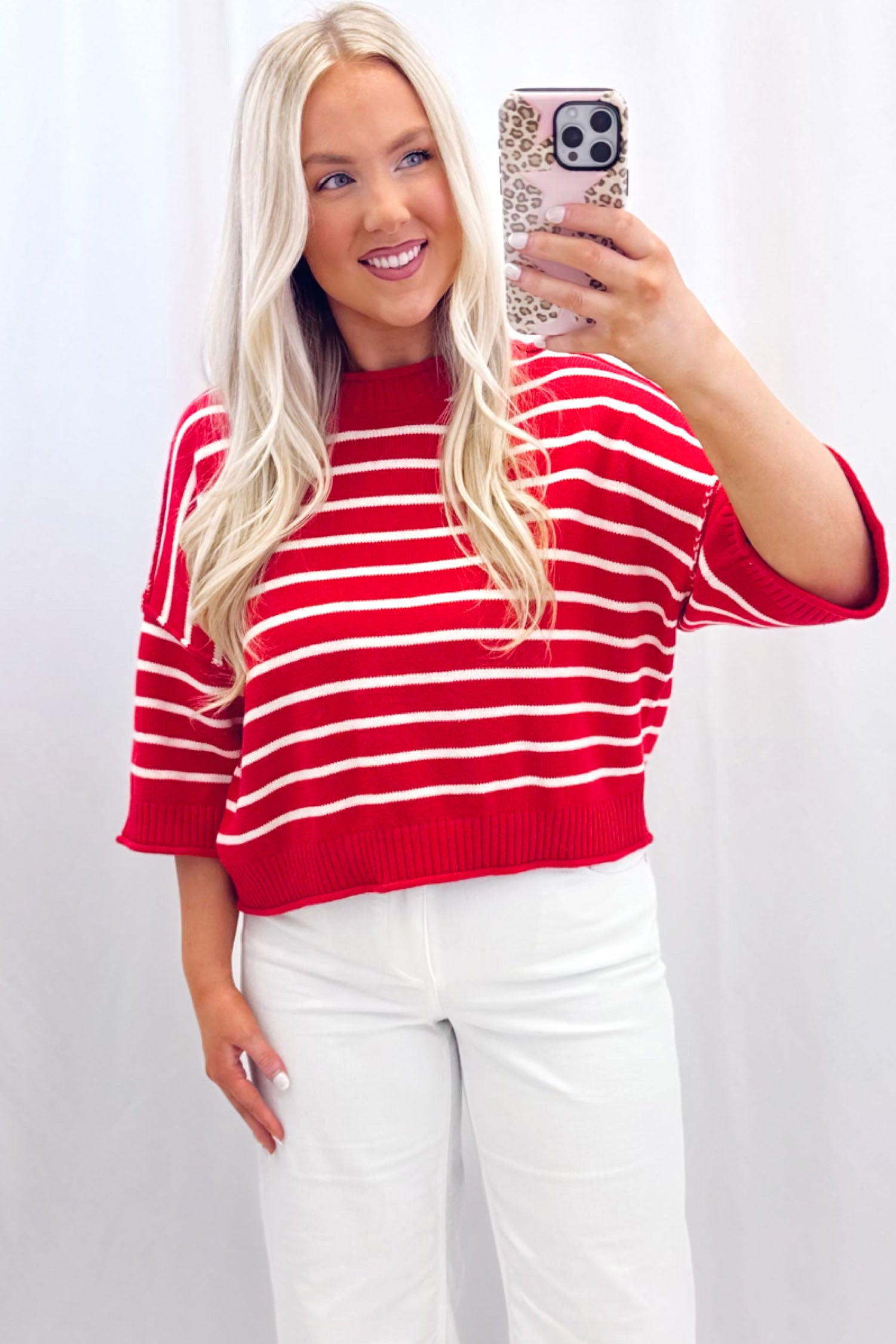 Striped Half Sleeve Drop Shoulder Sweater | Zarnesh