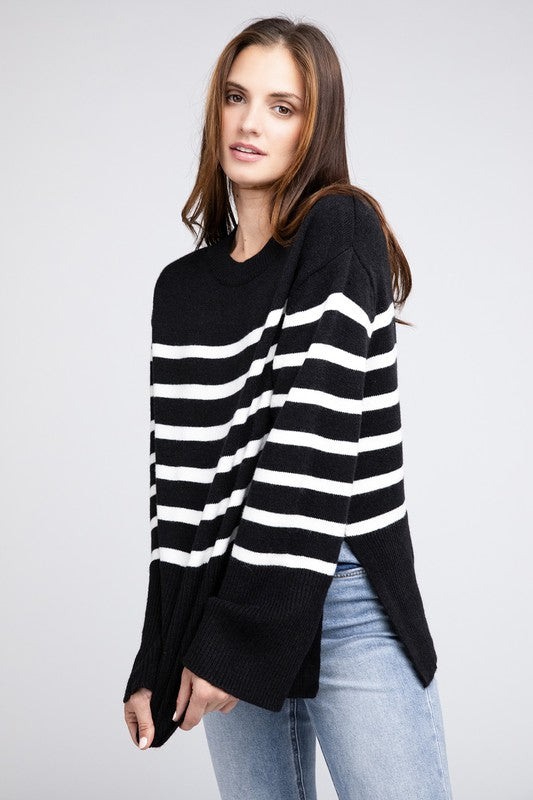 Women’s Ribbed Hem Stripe Sweater | Zarnesh