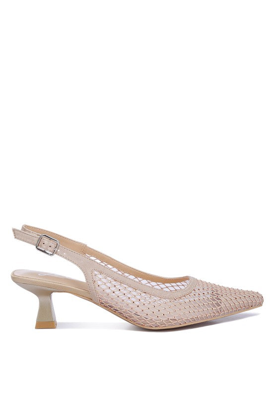 Women's Siev Rhinestone Slingback Mules - Elegant and Sparkling | Zarnesh