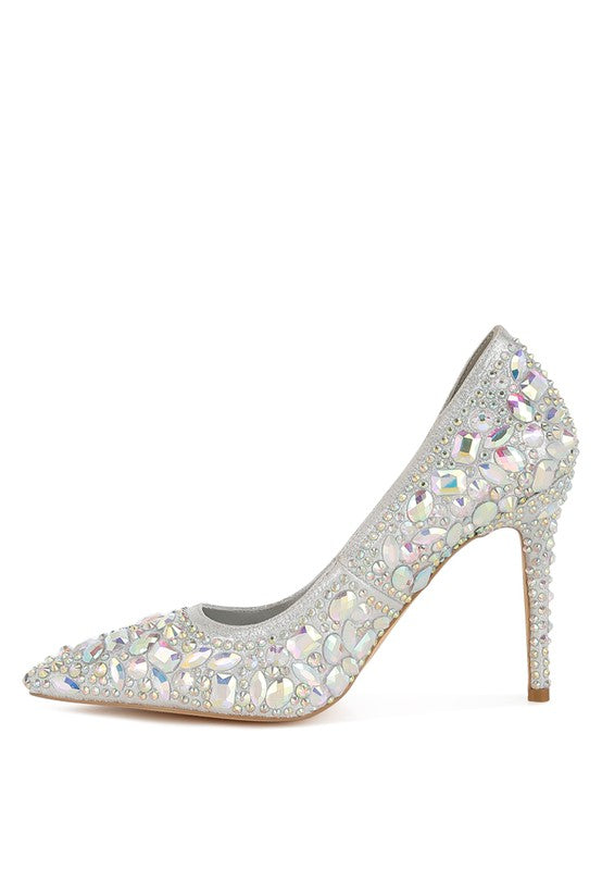 Women’s Iceout Diamante & Rhinestone Embellishment Pumps | Zarnesh