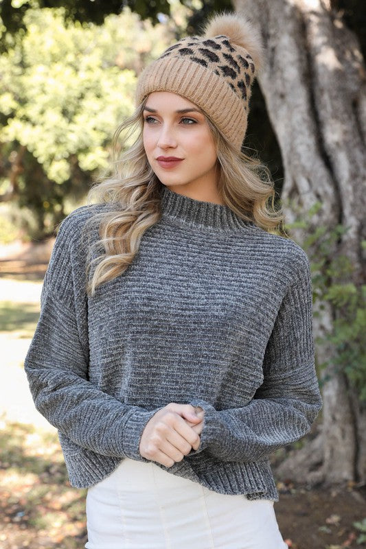 Women Leopard Knit Beanie | Zarnesh
