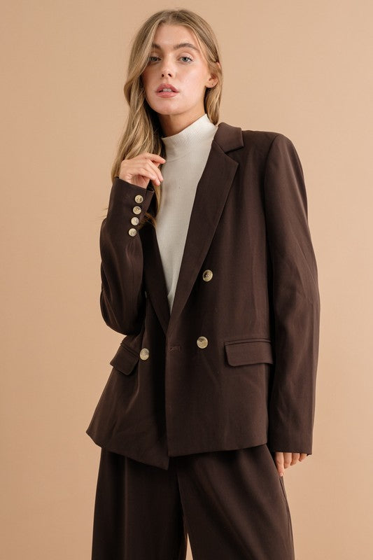 Women Double Button Blazer Jacket | Zarnesh