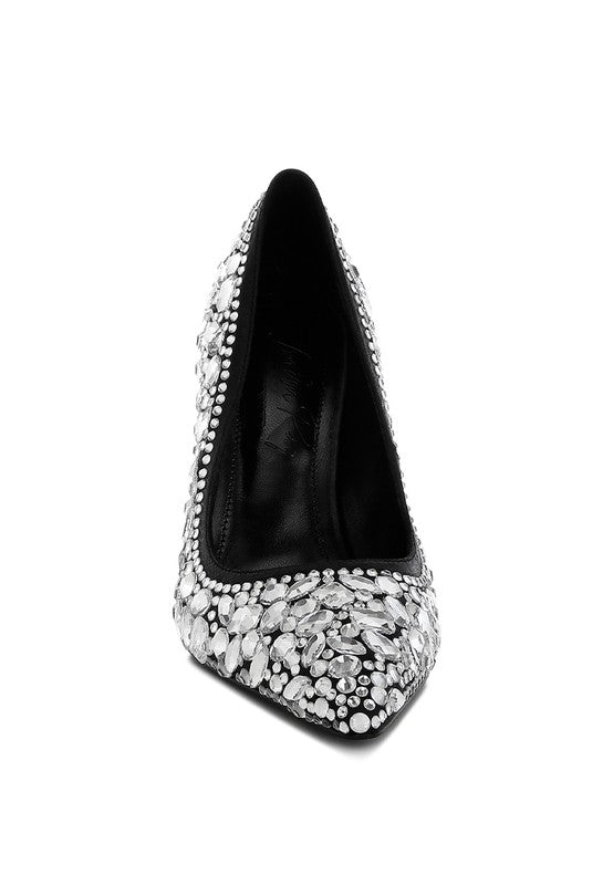 Women’s Iceout Diamante & Rhinestone Embellishment Pumps | Zarnesh