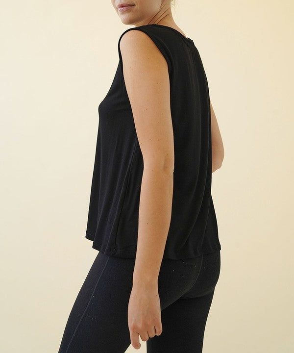 Women Bamboo Muscle Banded Neck Sleeveless Tank Top Zarnesh