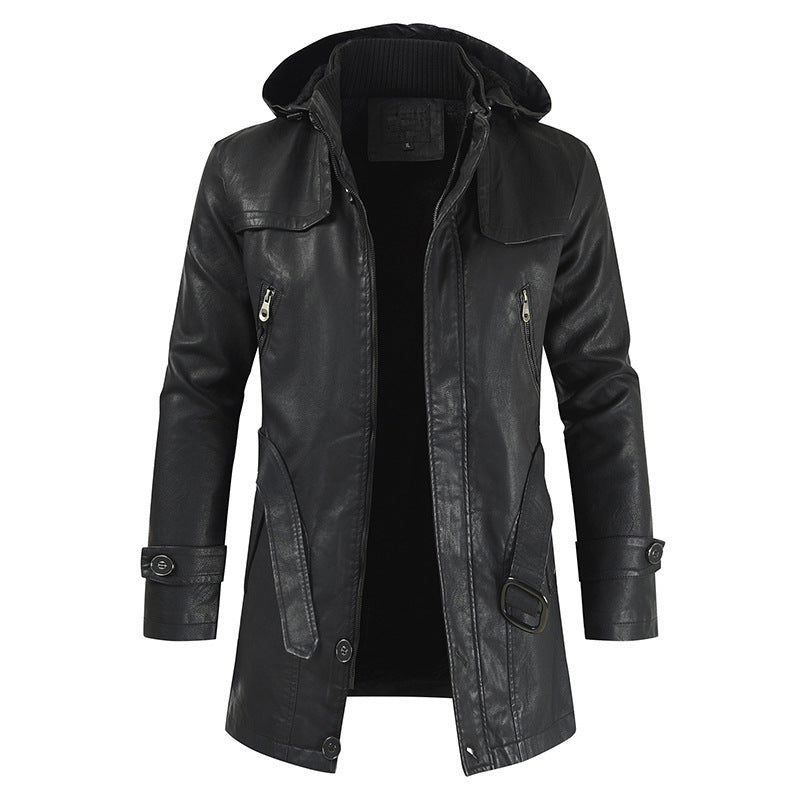 Elevate Your Edge with Our Hooded Slim Zipper Men's Leather Jacket | Zarnesh