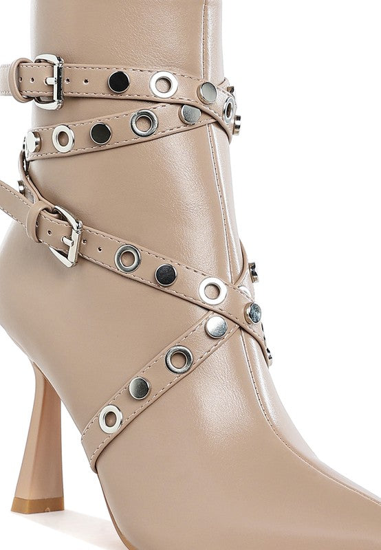 Women’s Jaunts Eyelets & Studs Harness Ankle Boots | Zarnesh