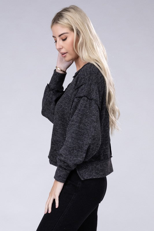 Women Brushed Melange Hacci Oversized Sweater | Zarnesh