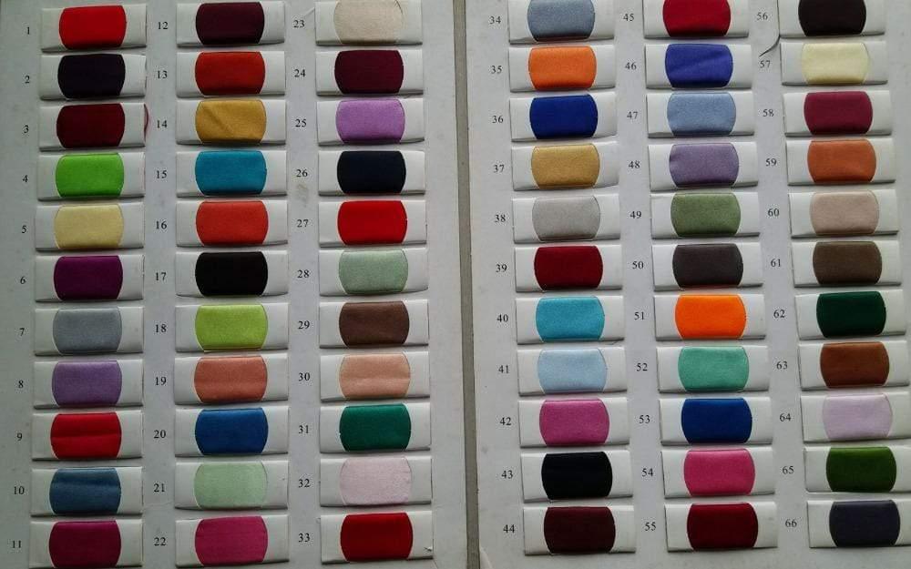 Color swatch chart with various fabric colors