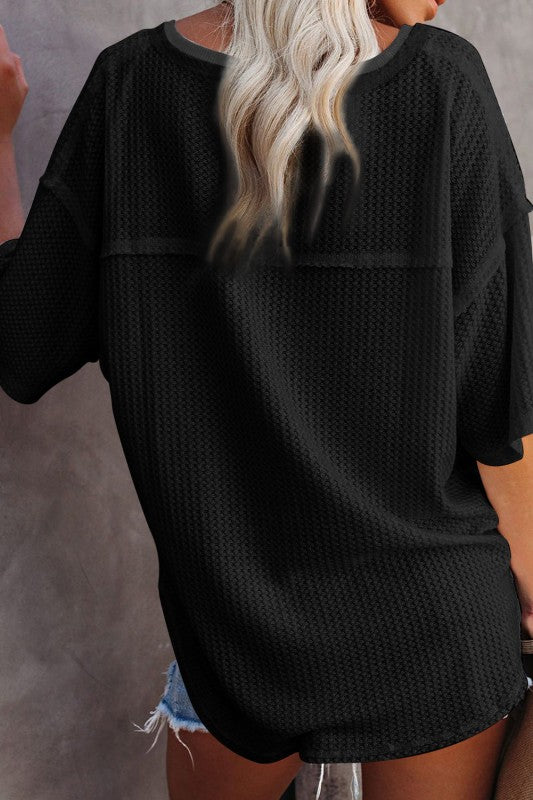 Women’s Jennifer Waffle Knit Drop Shoulder Loose Top | Zarnesh