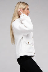 Women Cozy Long Sleeve Sherpa Button-Front Jacket | Zarnesh