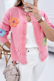 Women Knitted Floral Pattern Button Up Cardigan | Zarnesh