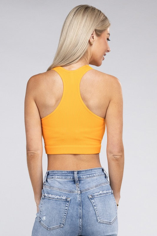 Women Ribbed Cropped Racerback Tank Top | Zarnesh