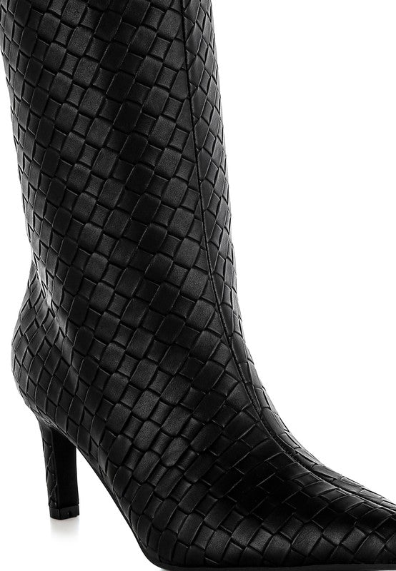 Women’s Mentha Woven Faux Leather Boots | Zarnesh