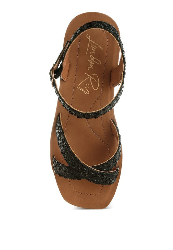 Women Sephone Woven Square Toe Soft Cushion Wedges Heel Zarnesh