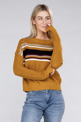 Women Everyday Wear Striped Pullover Sweater | Zarnesh