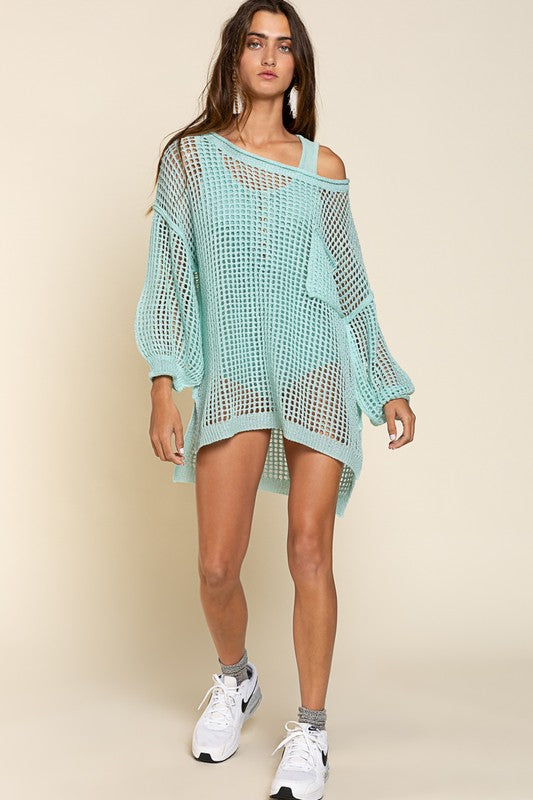 women Oversized Fit See-through Pullover Sweater zarnesh.com