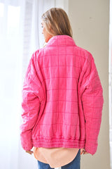 Women Washed Soft Comfy Quilting Zip Closure Jacket | Zarnesh