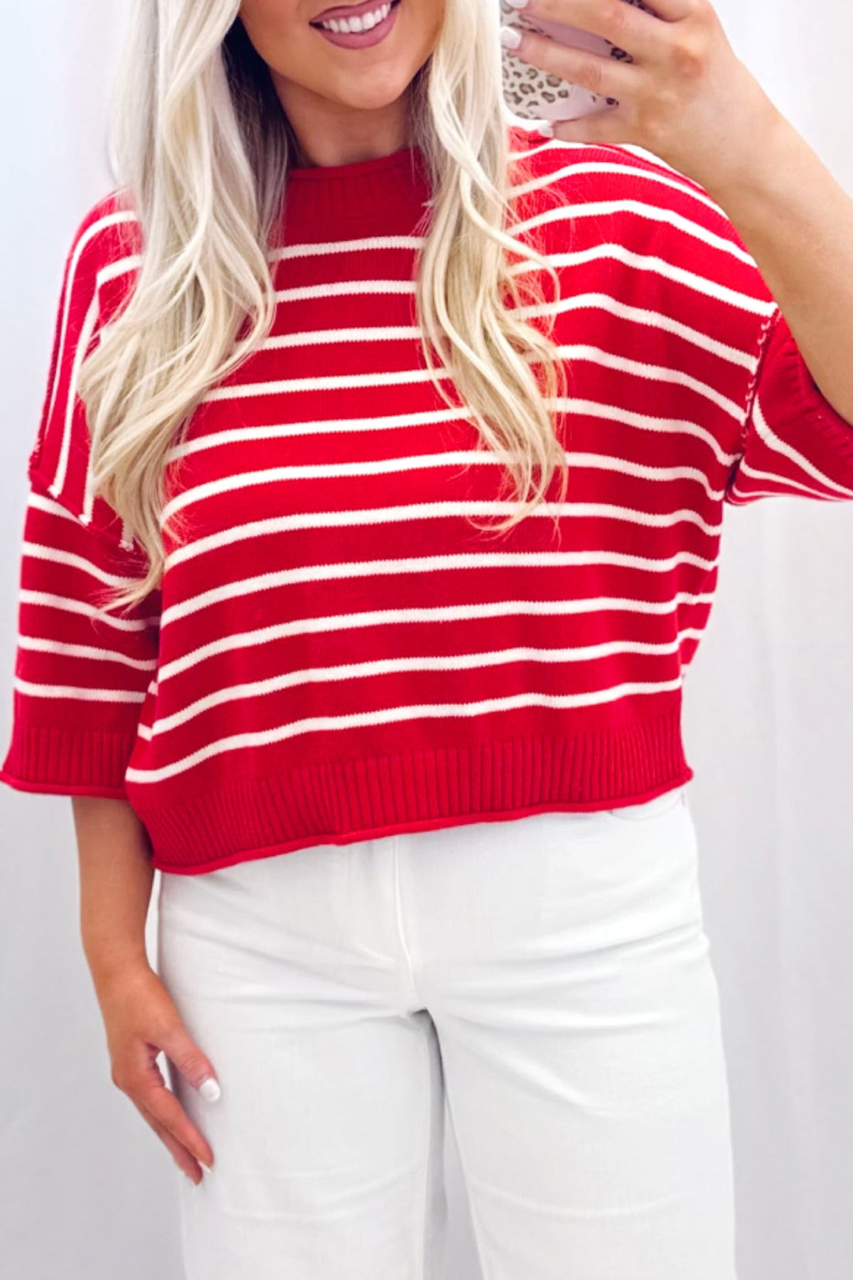Striped Half Sleeve Drop Shoulder Sweater | Zarnesh