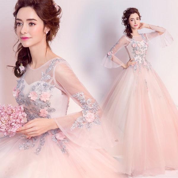 3D Floral Lace Ball Gown Maxi Dress | Zarnesh