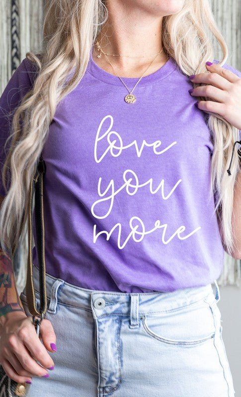 Women Plus Cursive Love You More Valentines Graphic Tee Zarnesh