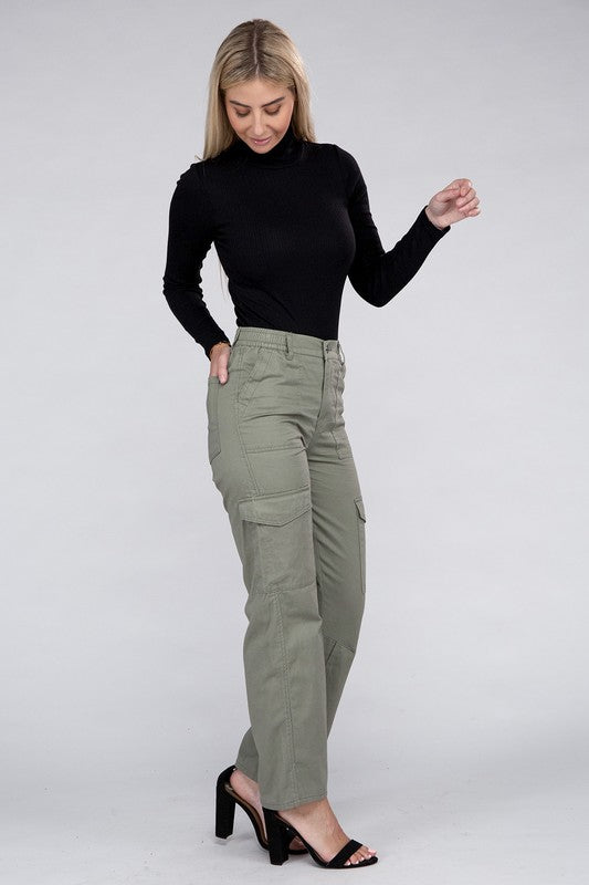 Women's Everyday Wear Elastic-Waist Cargo Pants | Zarnesh