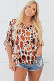 Women Metallic Threading Accents Pleated Ruffled Sleeve Blouse Zarnesh