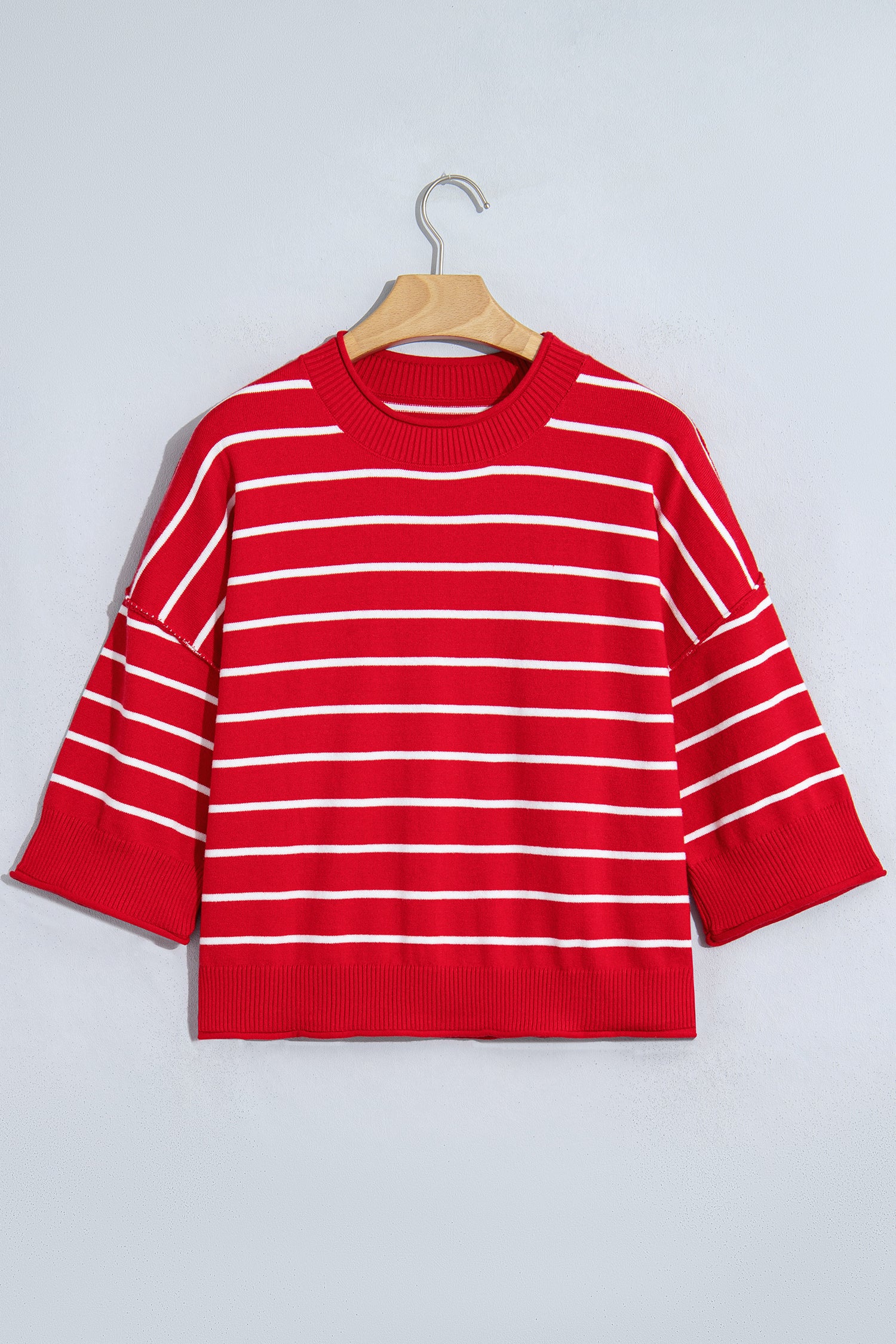 Striped Half Sleeve Drop Shoulder Sweater | Zarnesh