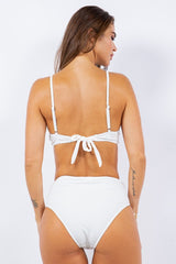 Women Two Piece Rouched Top And Bottom High Waisted Bikini Set Zarnesh