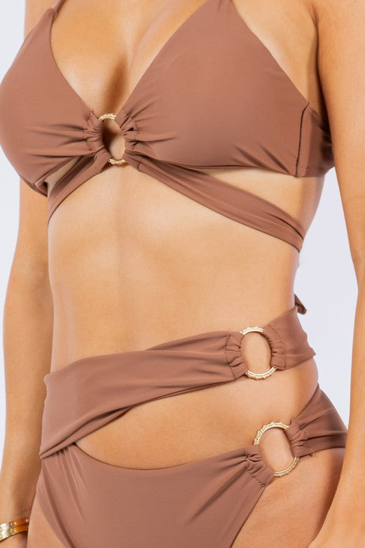 WOMEN TWO PIECE WRAPPING WITH MULTI O RING BIKINI zarnesh.com