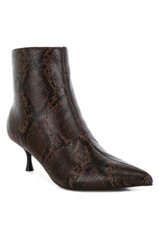 Women’s Thymus Snake Print Kitten Heel Boots | Zarnesh