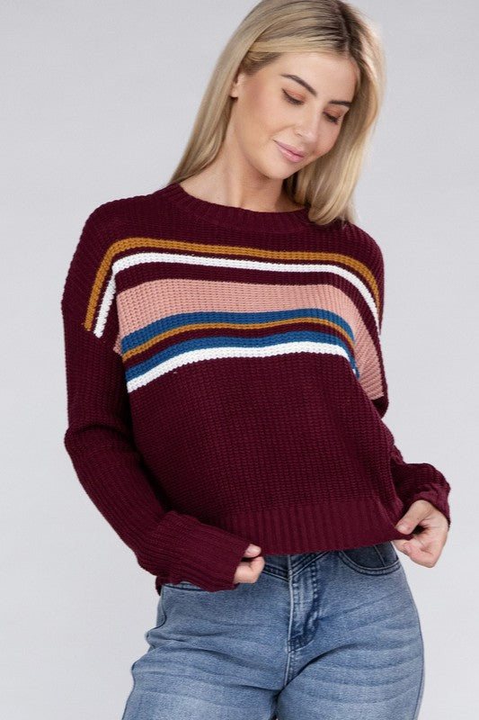 Women Everyday Wear Striped Pullover Sweater | Zarnesh