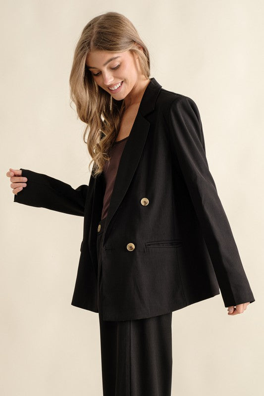 Women Double Button Blazer Jacket | Zarnesh