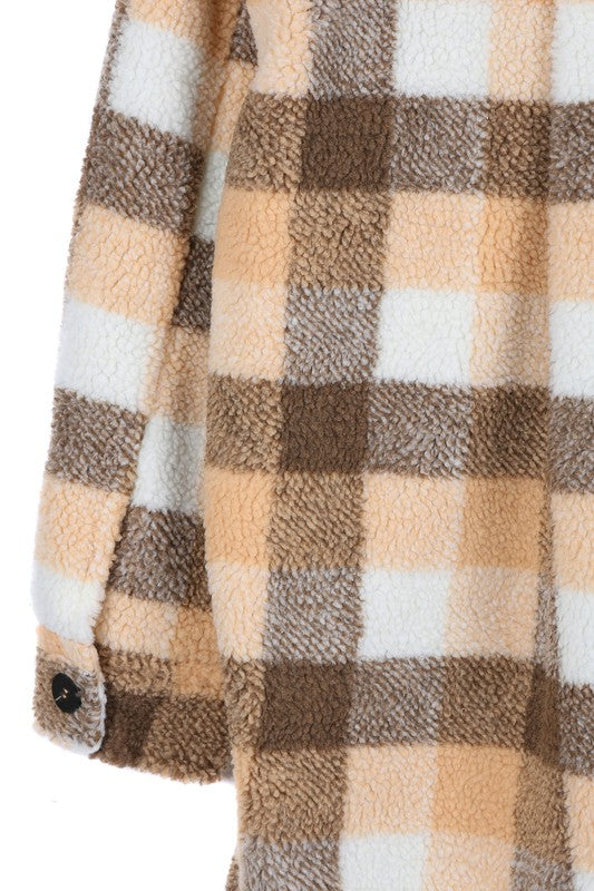 Women’s Plaid Sherpa Jacket with Pockets | Zarnesh