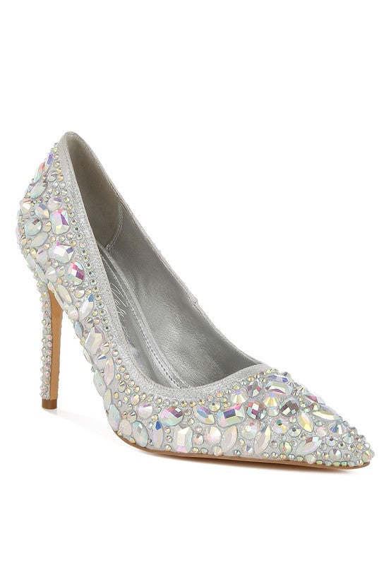 Women’s Iceout Diamante & Rhinestone Embellishment Pumps | Zarnesh