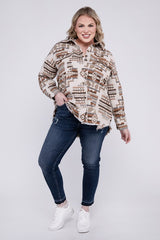 Women Plus Size Aztec Western Shacket | Zarnesh