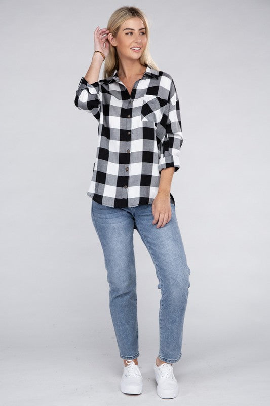 Women Classic Plaid Flannel Shirt | Zarnesh