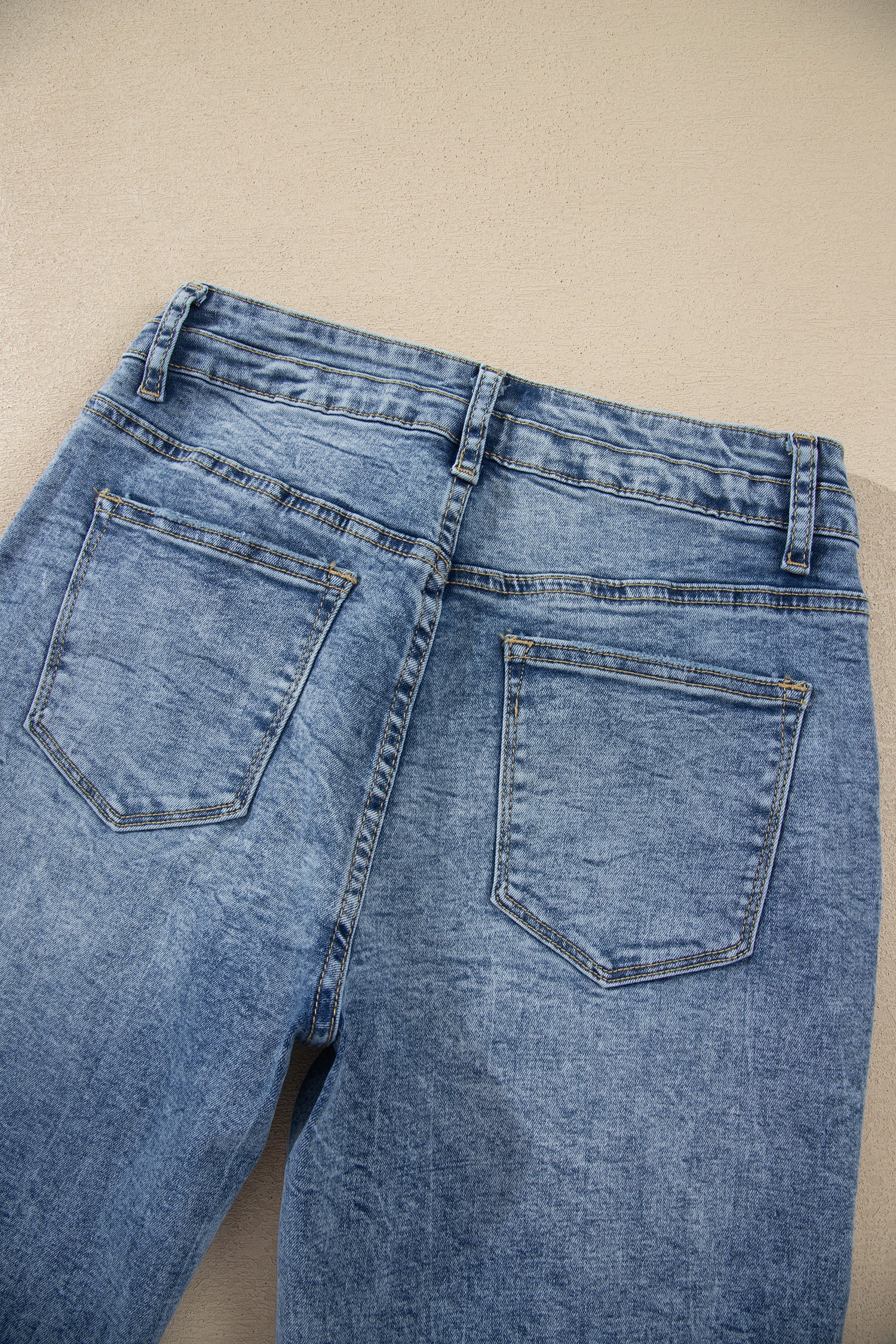 Double Button High Rise Waisted Flare Jeans | Zarnesh