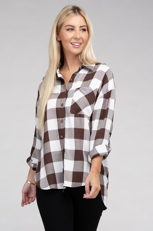 Women Classic Plaid Flannel Shirt | Zarnesh