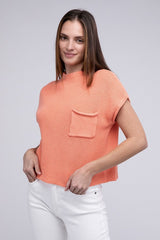 Women Mock Neck Short Sleeve Cropped Sweater | Zarnesh