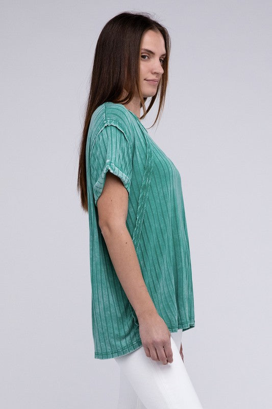 Women Ribbed Raglan Dolman Sleeve Boat-Neck Top | Zarnesh