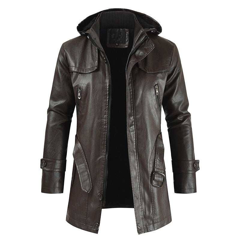 Elevate Your Edge with Our Hooded Slim Zipper Men's Leather Jacket | Zarnesh