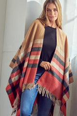 Women Plaid Pattern Shawl Poncho | Zarnesh