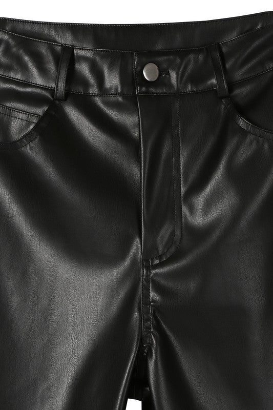 Women Solid Pattern Unlined But Opaque Vegan Leather Pants Zarnesh