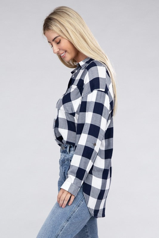 Women Classic Plaid Flannel Shirt | Zarnesh