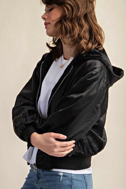 Women Reversible All-Weather Fur-Lined Bomber Jacket | Zarnesh